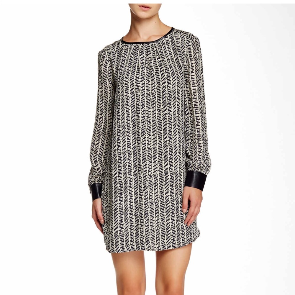 Brochu Walker Silk Faux Leather Trim Miki Dress